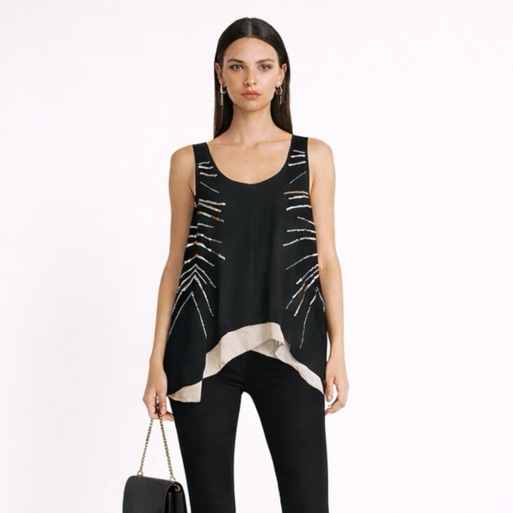 High Low Sleeveless Blouse Sequin Detail 💛 Size M